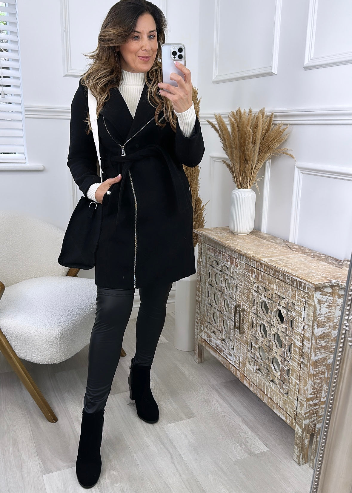 Pop Black Biker Coat