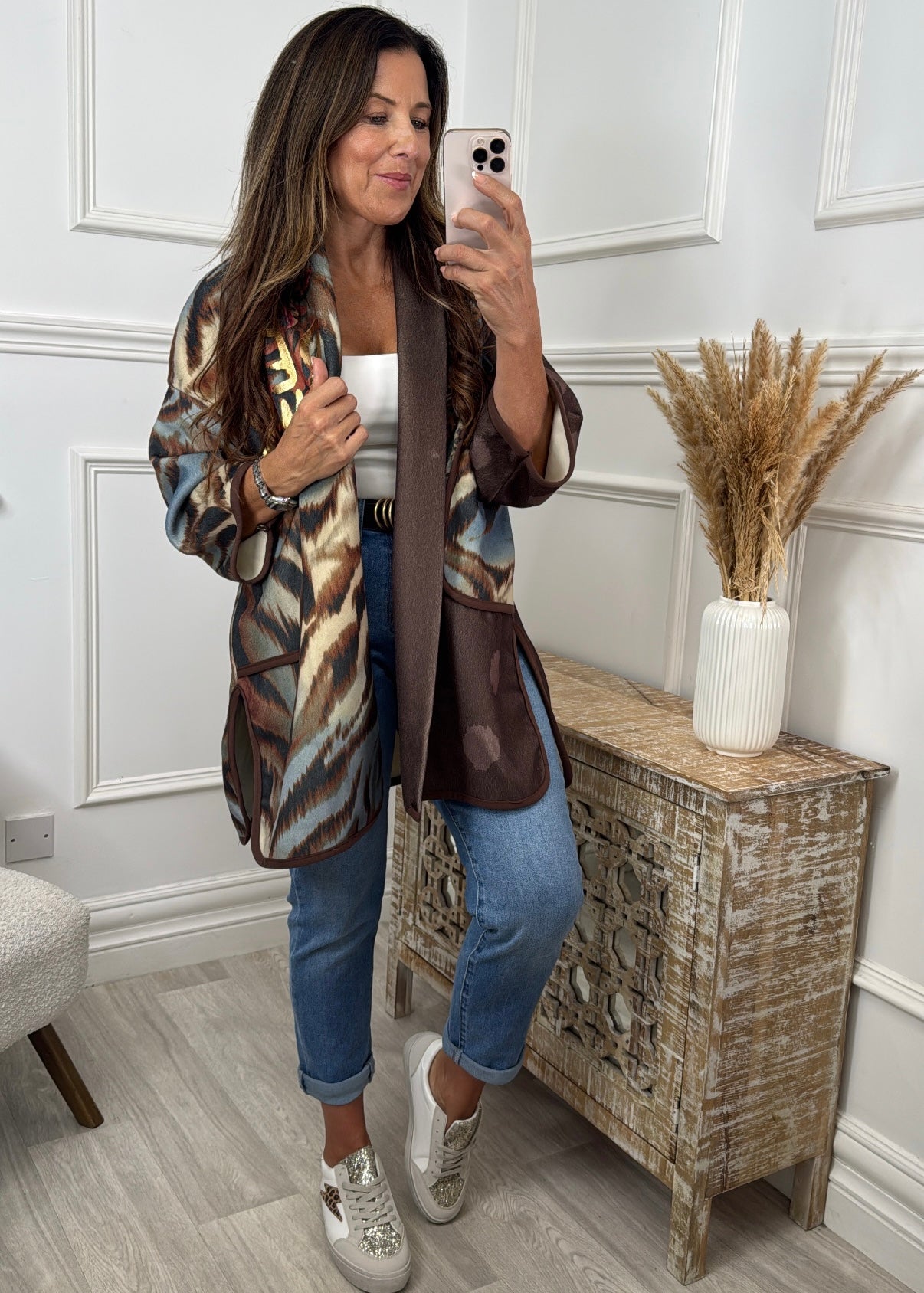 Trista Beige Animal Print Jacket