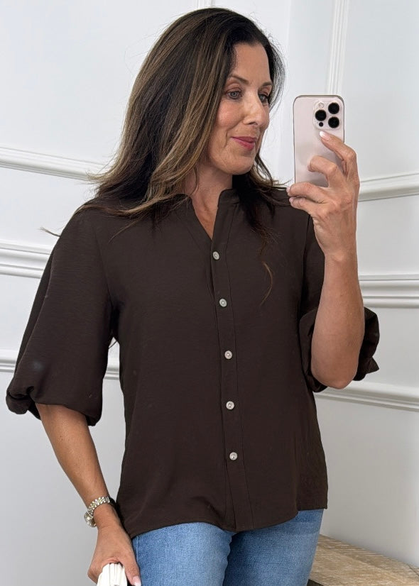 Bernice Brown Balloon Sleeve Blouse