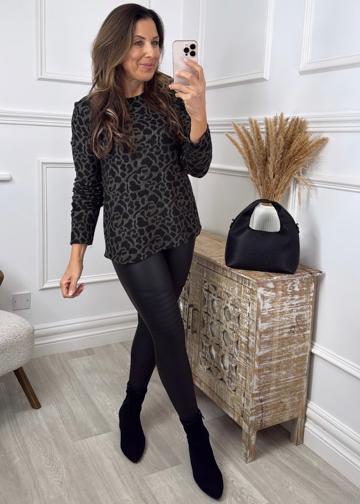 Darleen Khaki Leopard Soft Top