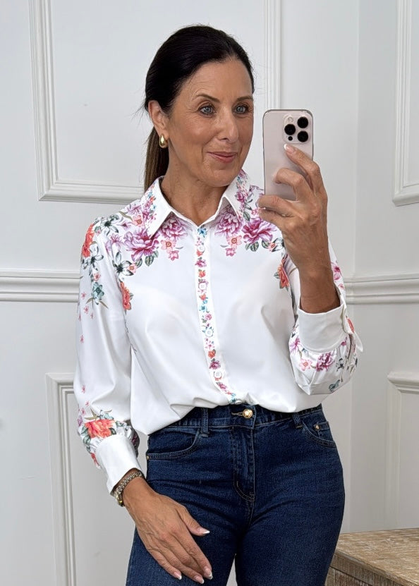 Jasmin White Floral Print Shirt