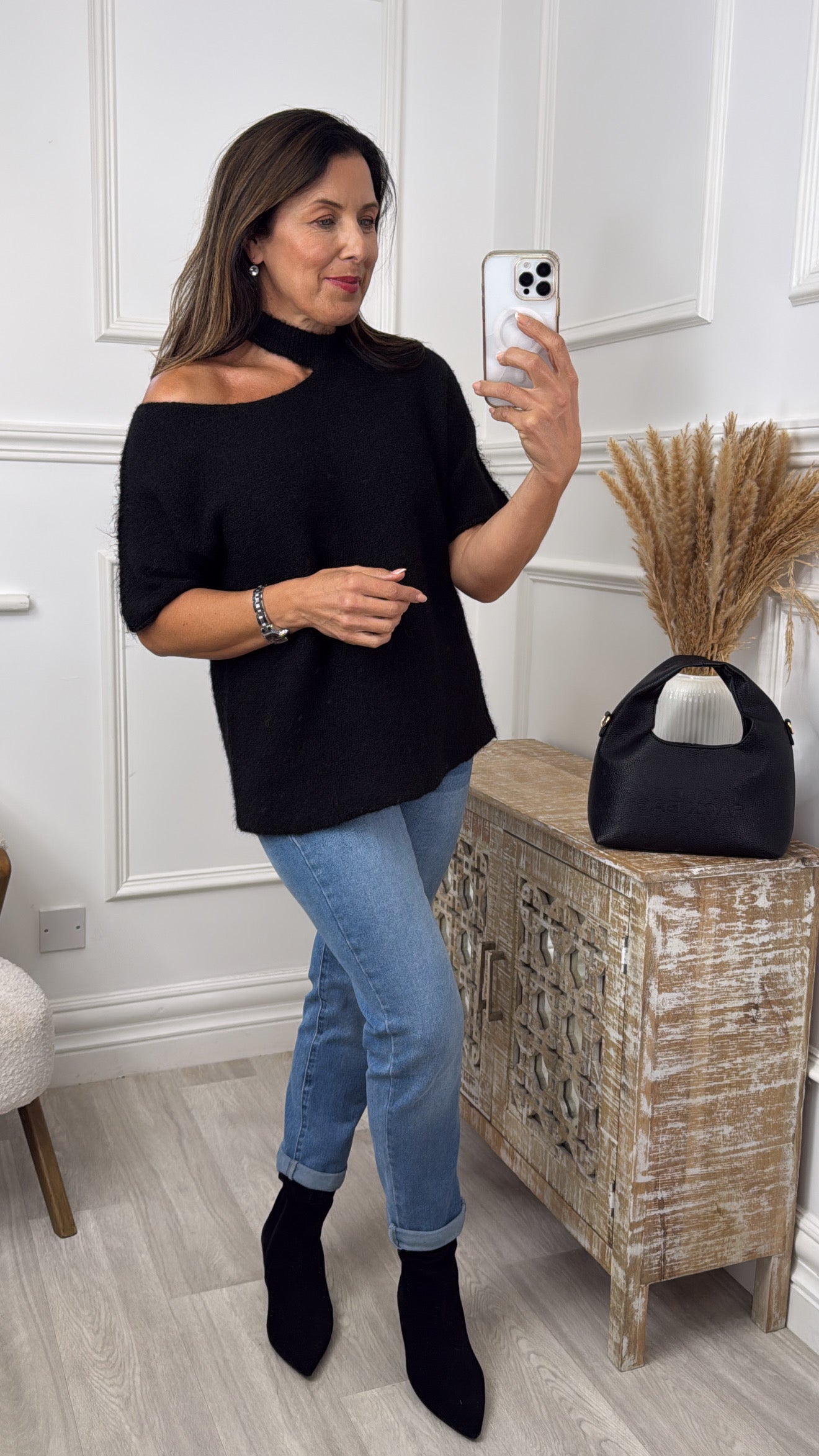 Giovanna Black High Neck Knit