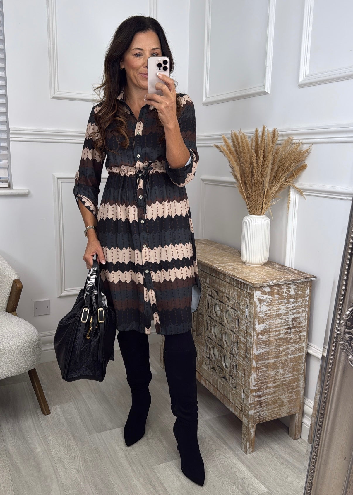 Trinity Teal Pattern Shirt Dress