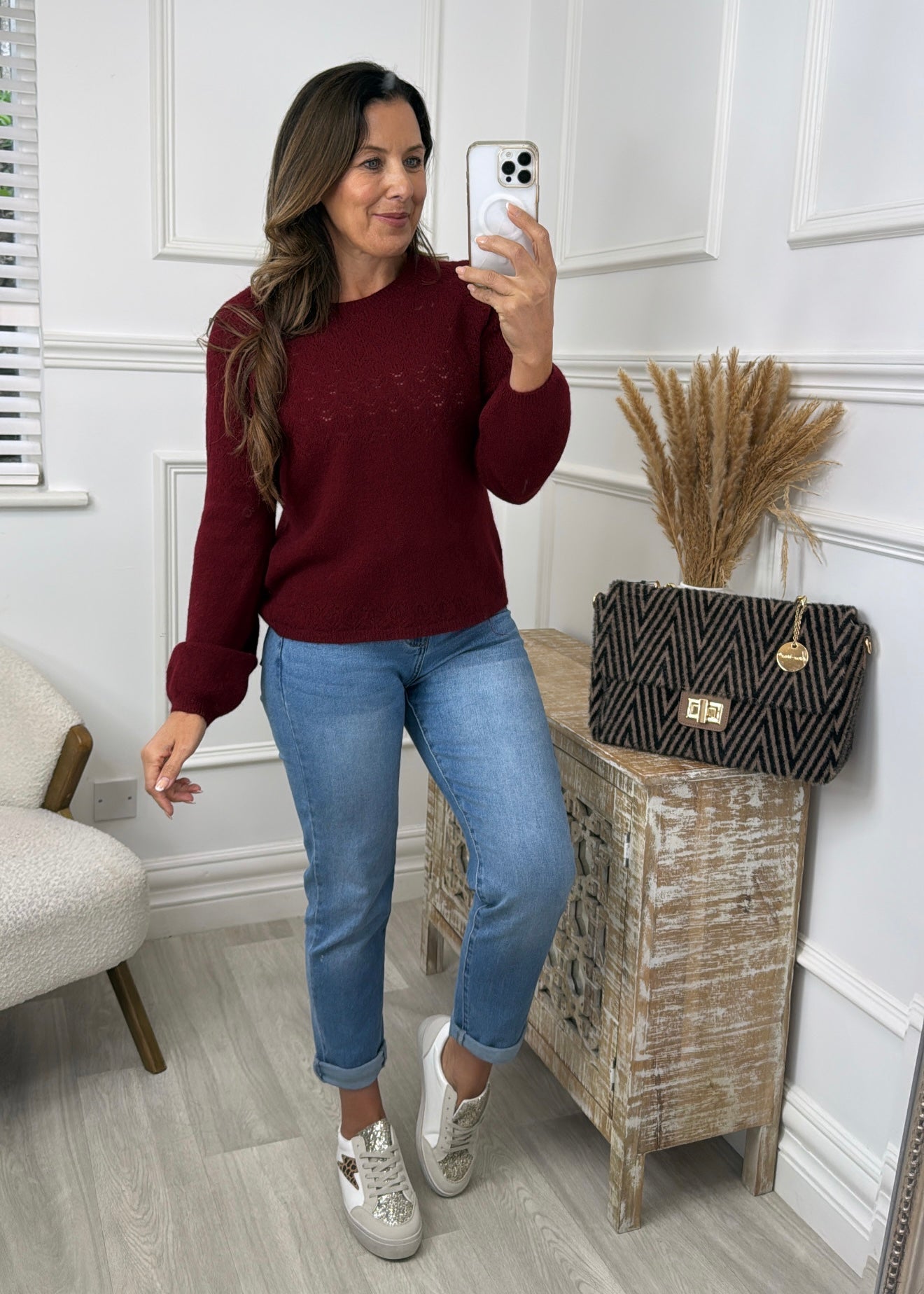 Lainey Wine Long Sleeved Jumper