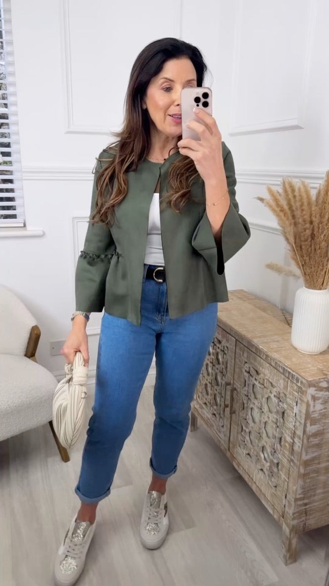 Phoenix Khaki Flute Sleeve Bolero