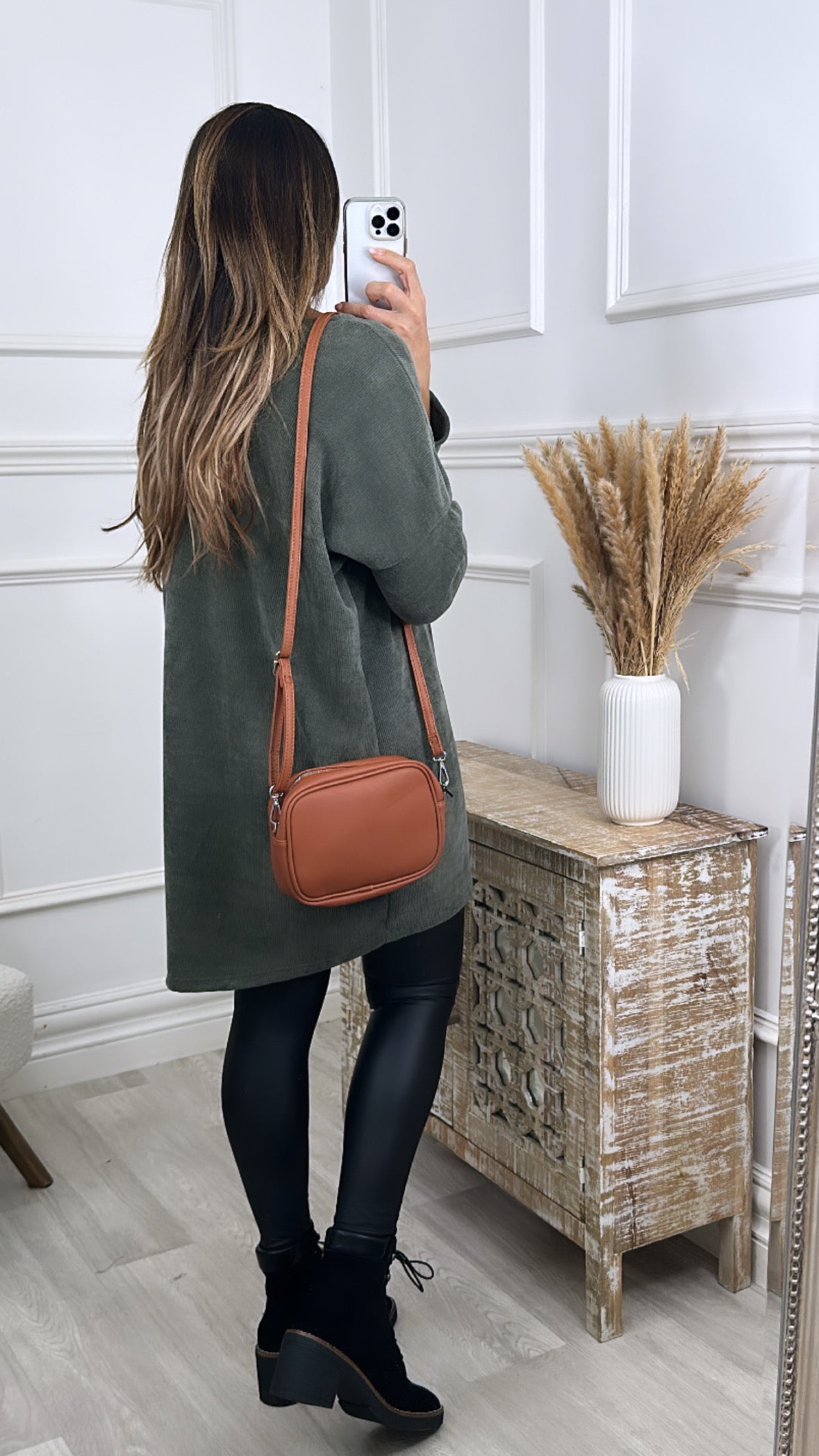 Duana Khaki Velour Necklace Tunic