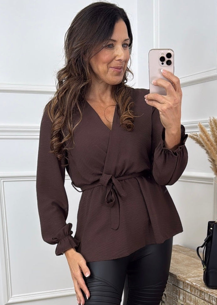 Marcel Brown Wrap Blouse