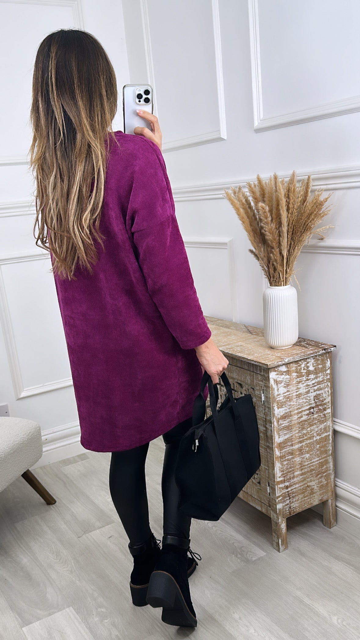 Duana Purple Velour Necklace Tunic