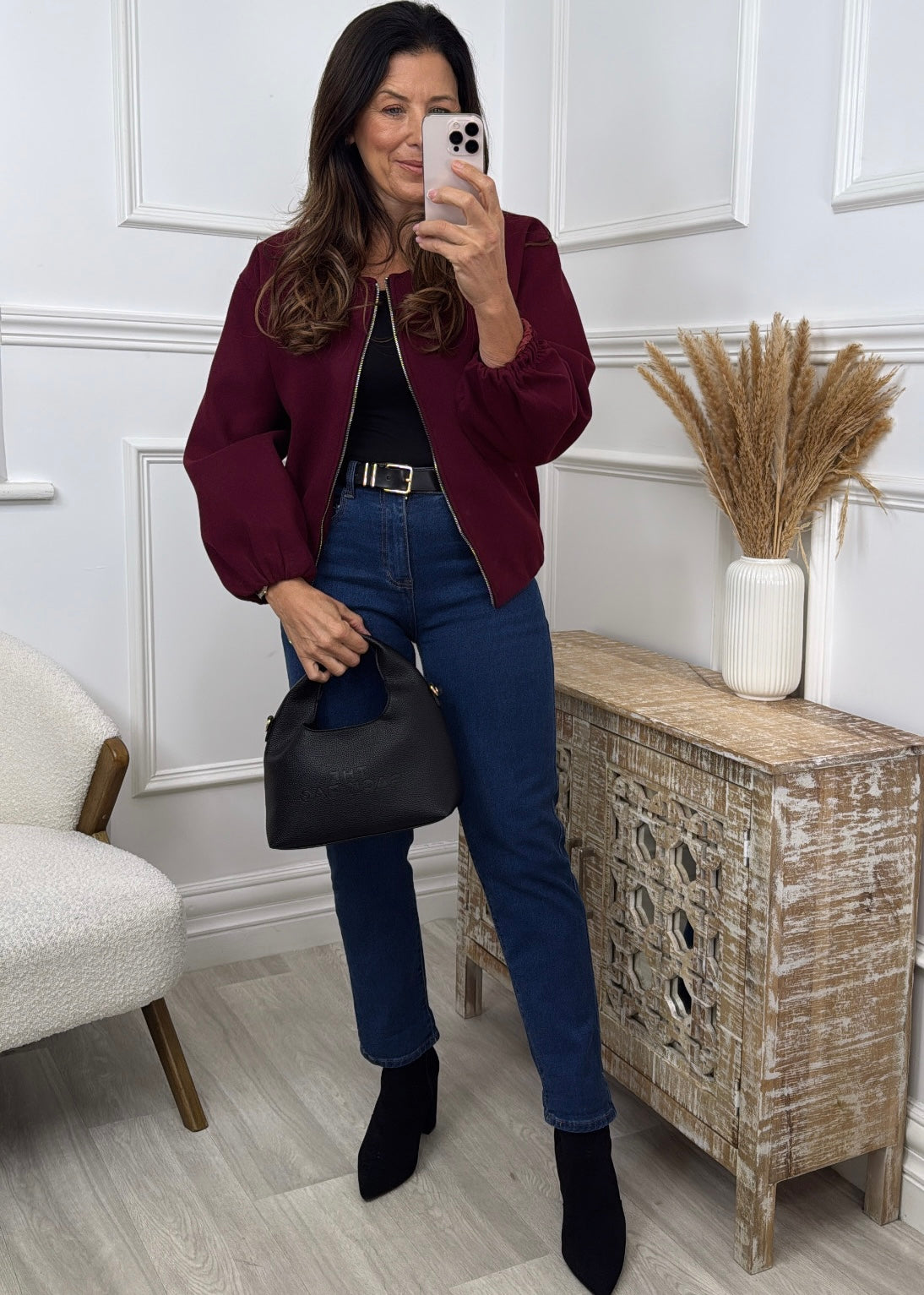 Jessica Wine Bomber Jacket