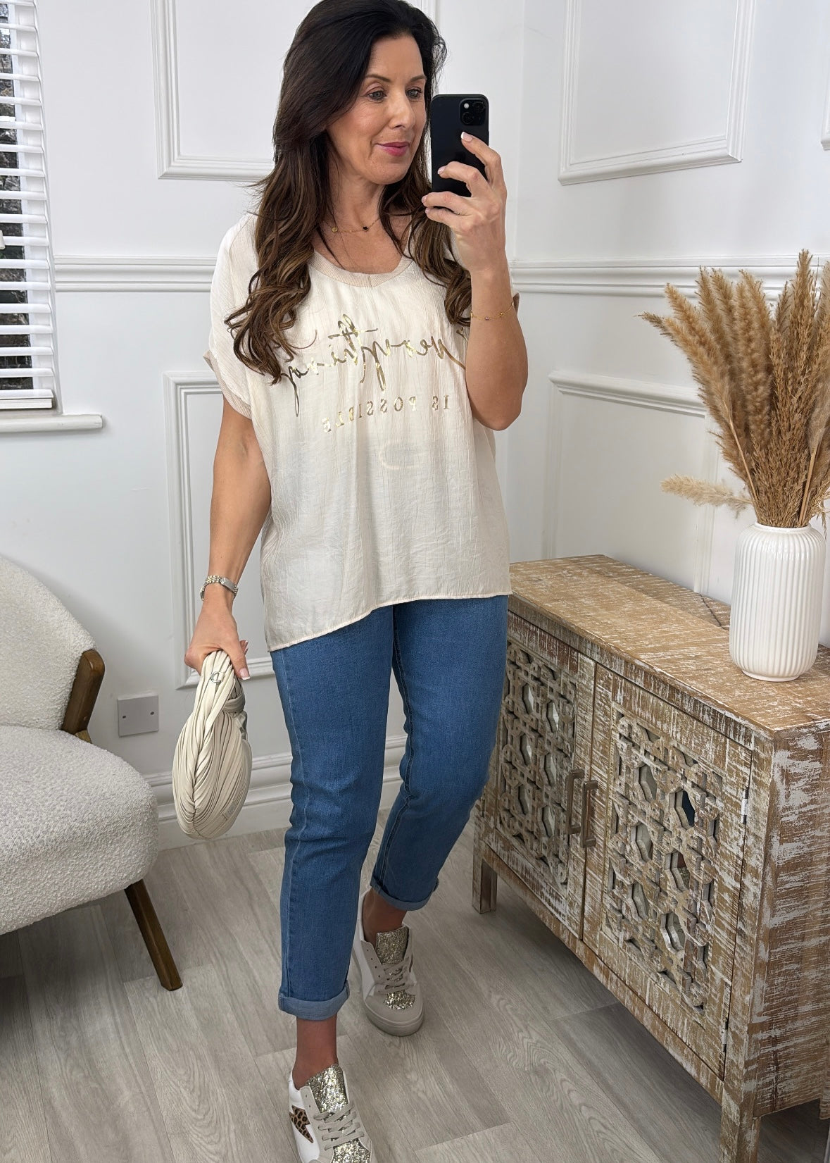 Nancy Beige Everything is Possible Top
