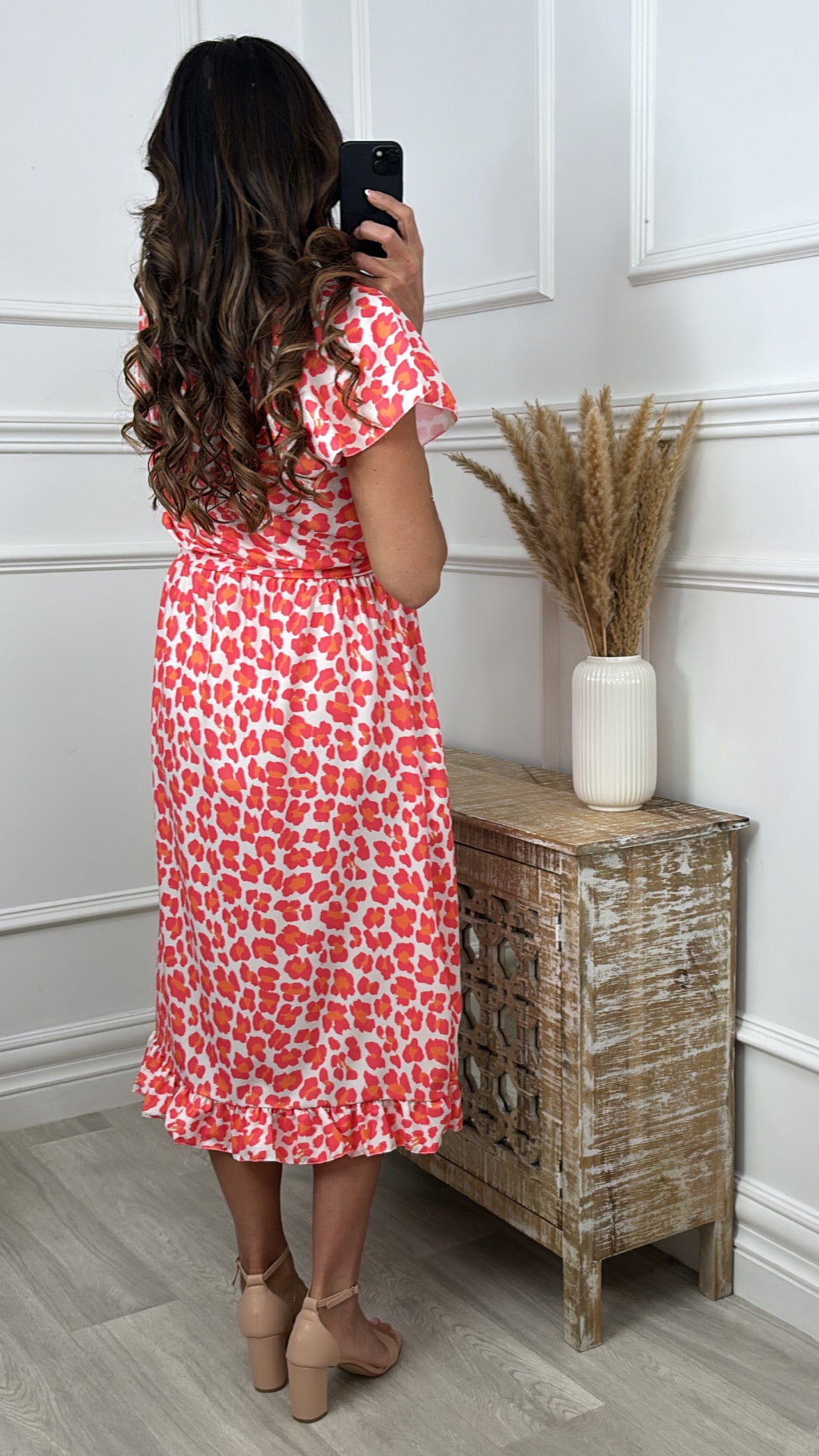 Martina Coral Leopard Wrap Dress