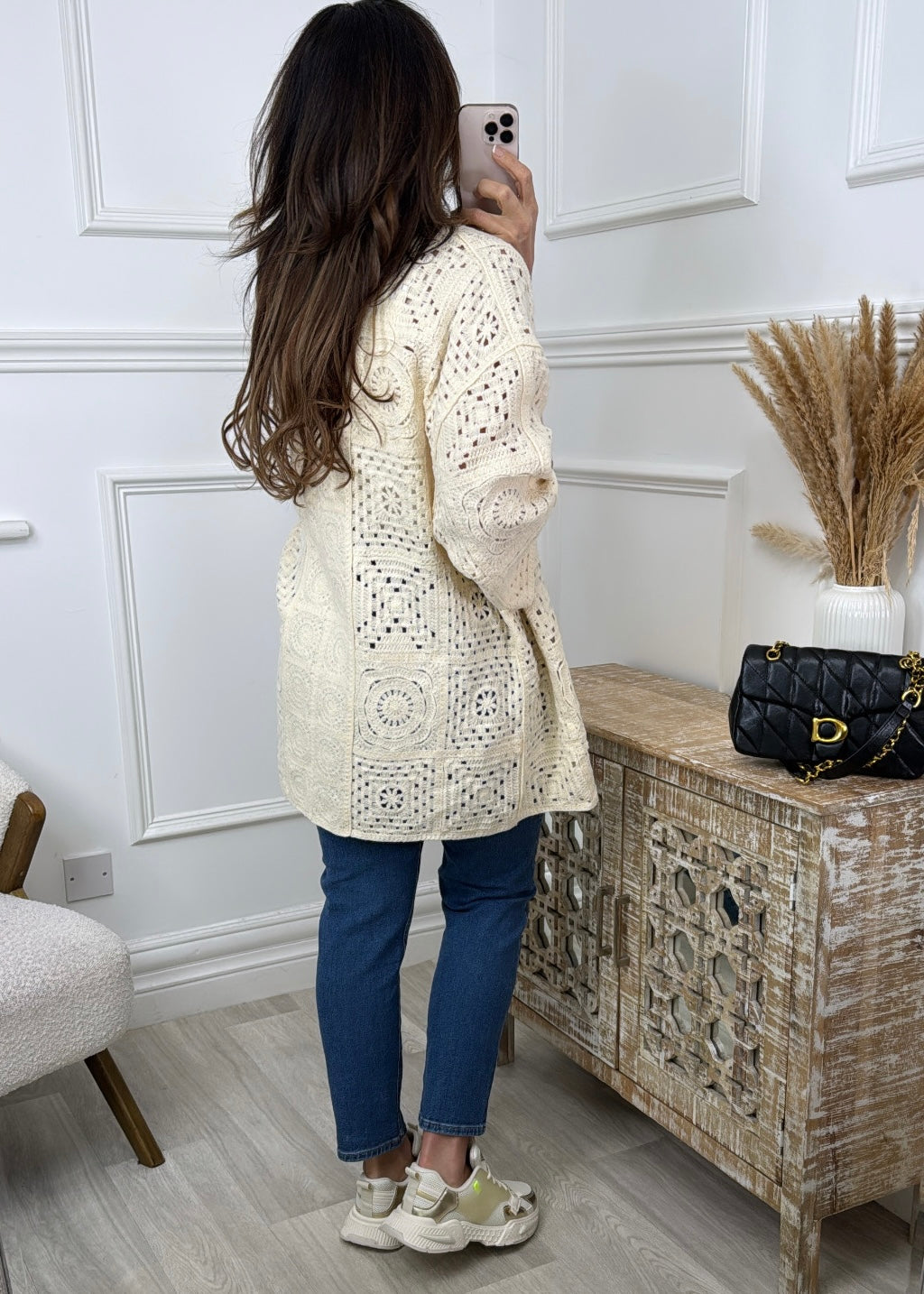 Abigail Cream Crochet Knit Cardigan