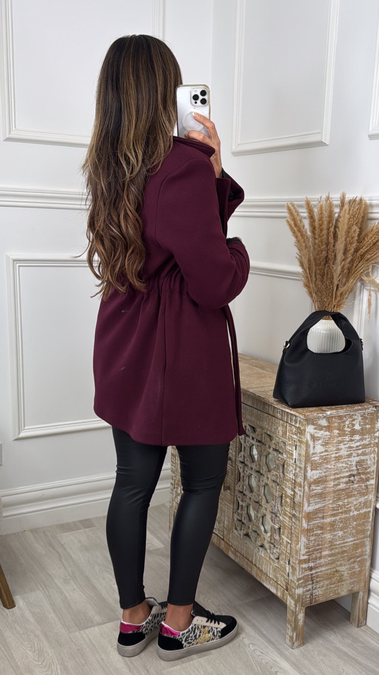 Rosie Wine Belted Jacket