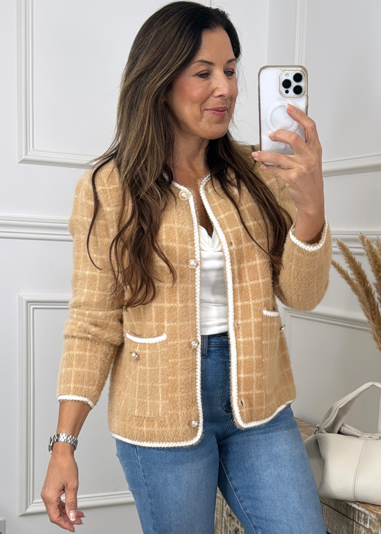 Nola Camel Braid Cardigan