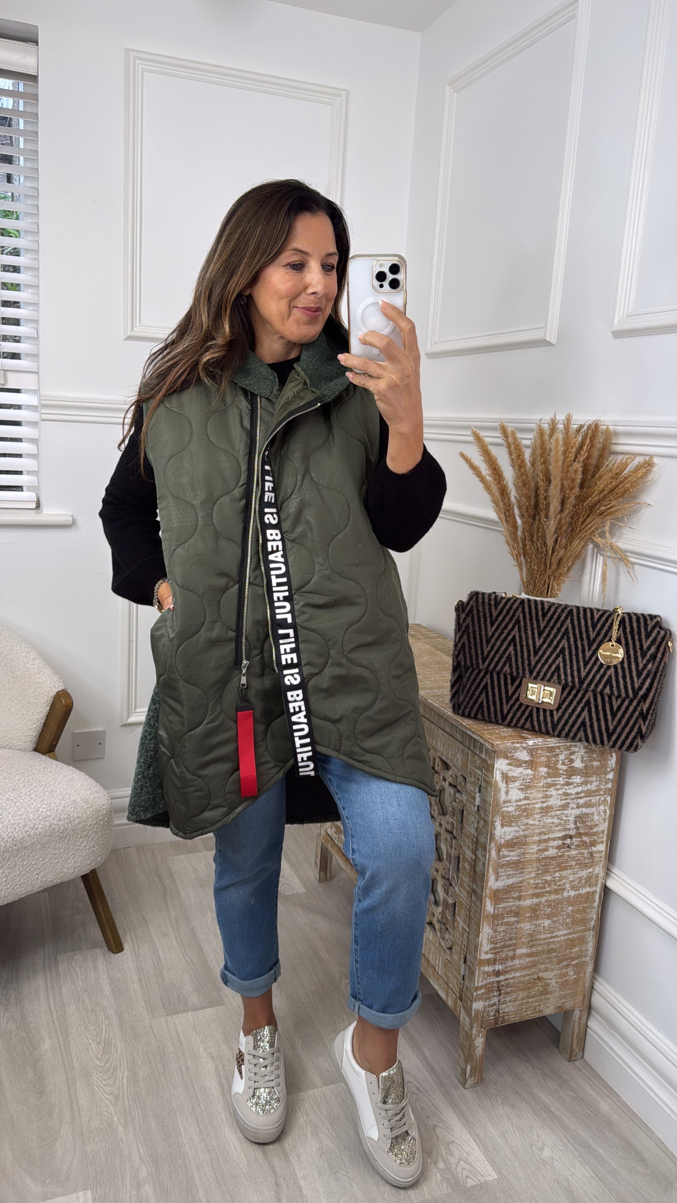 Ceoline Khaki Gilet with Back Detail