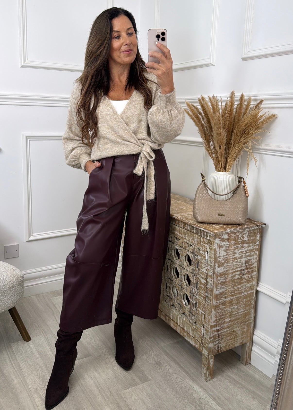 Chelsea Beige Wrap Cardigan
