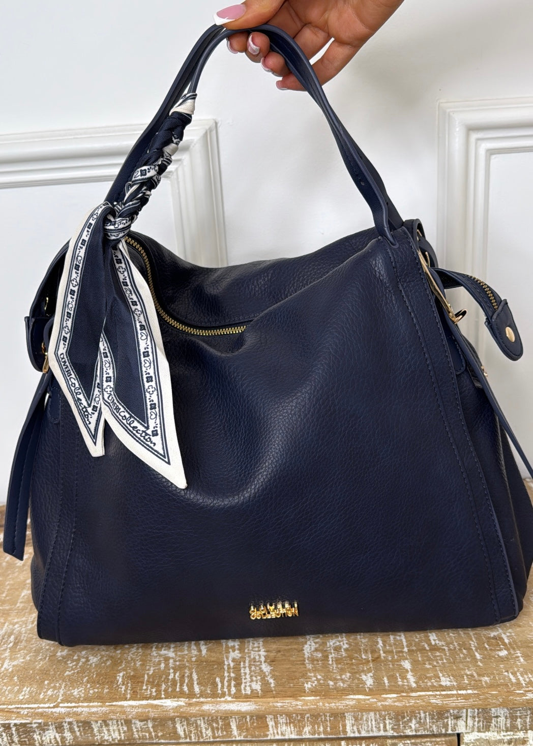 Carlota Navy Tote Bag
