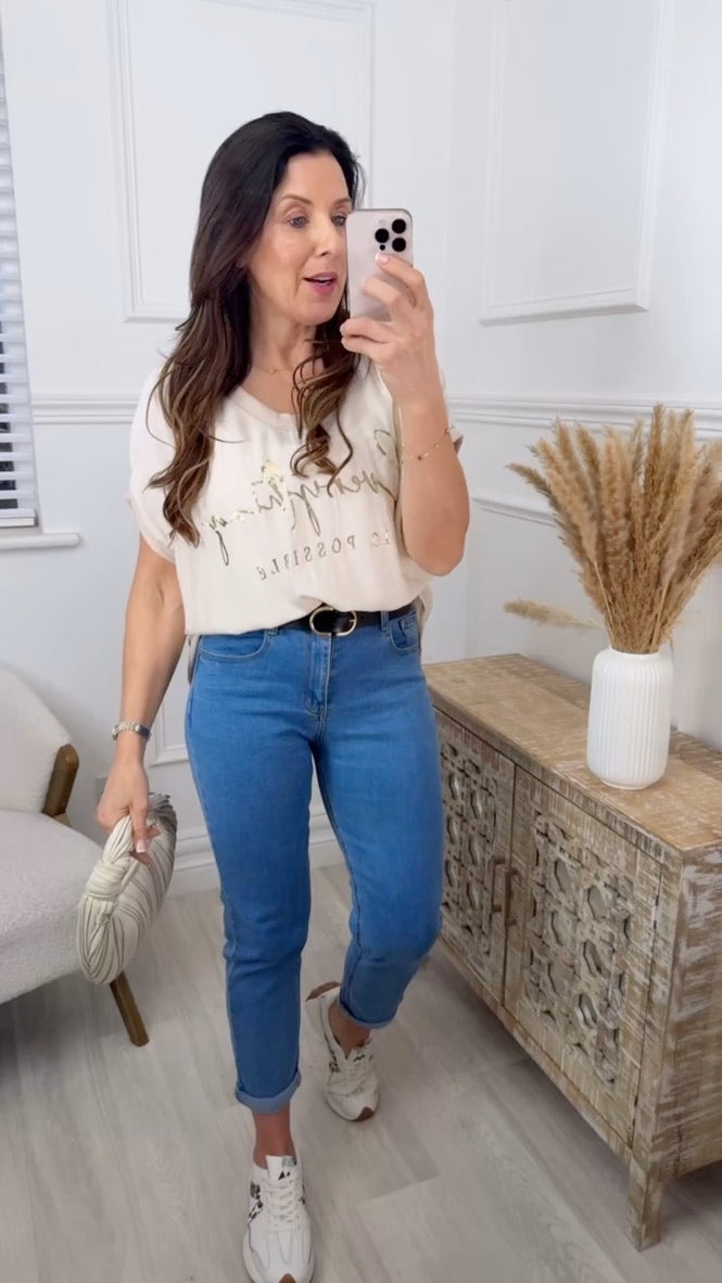 Nancy Beige Everything is Possible Top