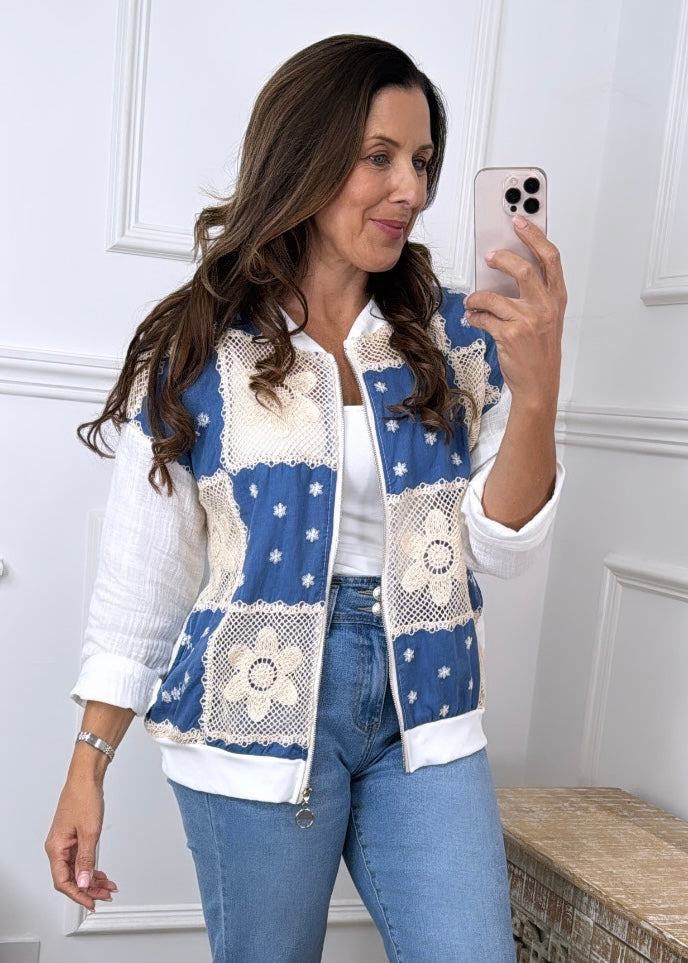 Verity Blue Summer Bomber Jacket