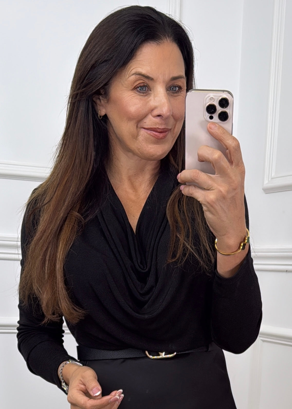 Alessandra Black Cowl Neck Blouse