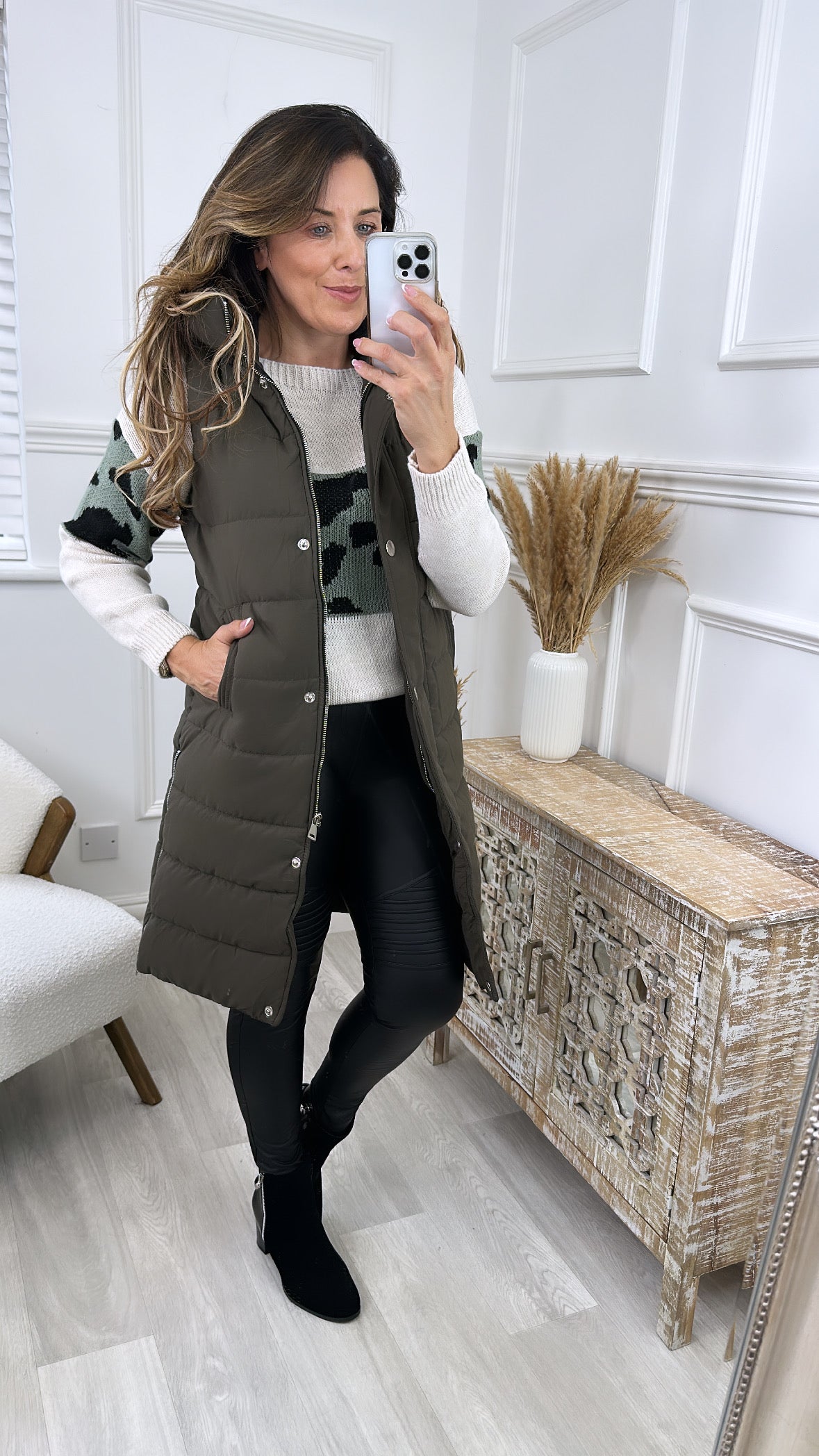 Solve Khaki Longline Puffer Gilet