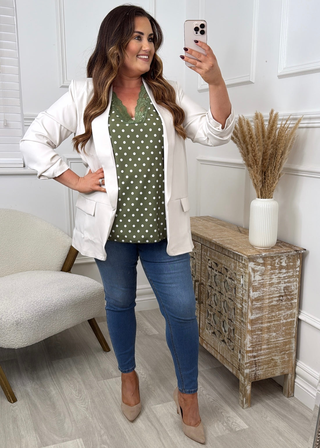 Trisha Khaki Polka Dot Cami