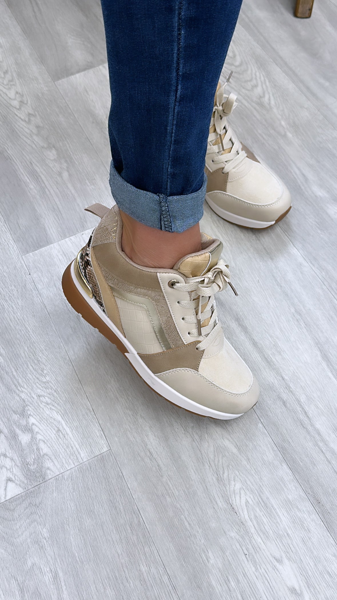 Lynn Beige Wedge Trainers