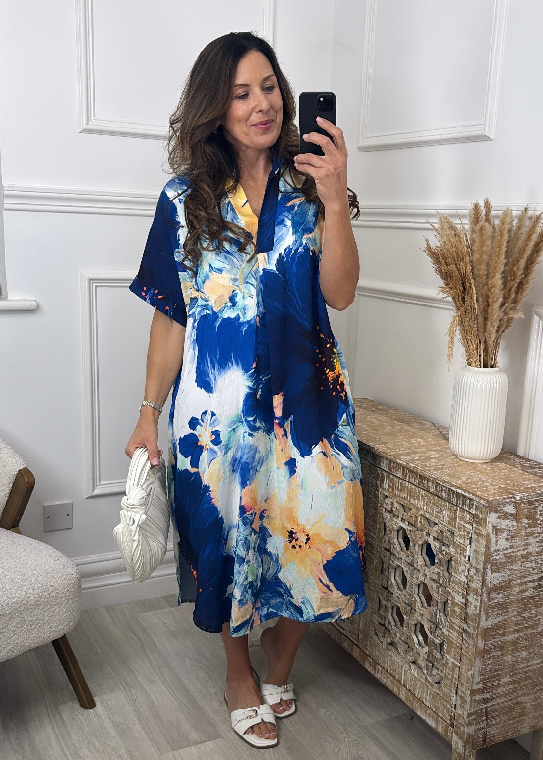 Blathnaid Navy Floral Kaftan Dress