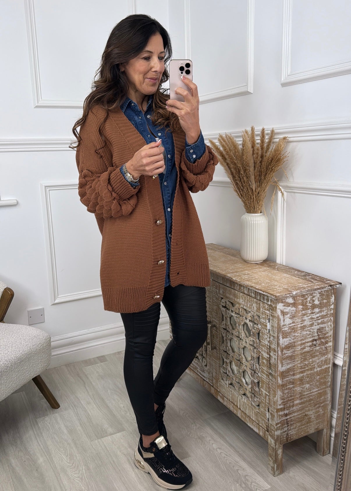 Blair Camel Bubble Sleeve Cardigan