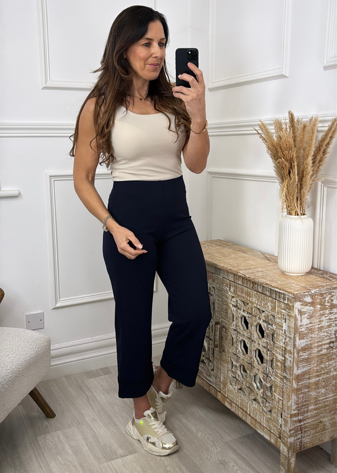 Novah Navy Straight Leg Trousers