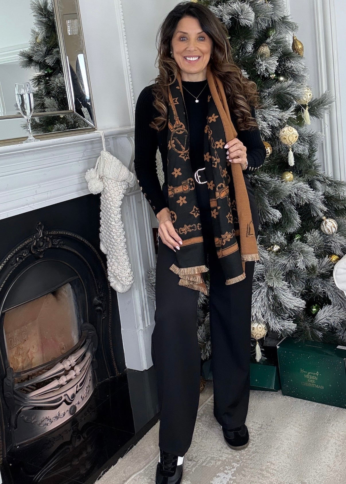 Shona Brown Pattern Scarf