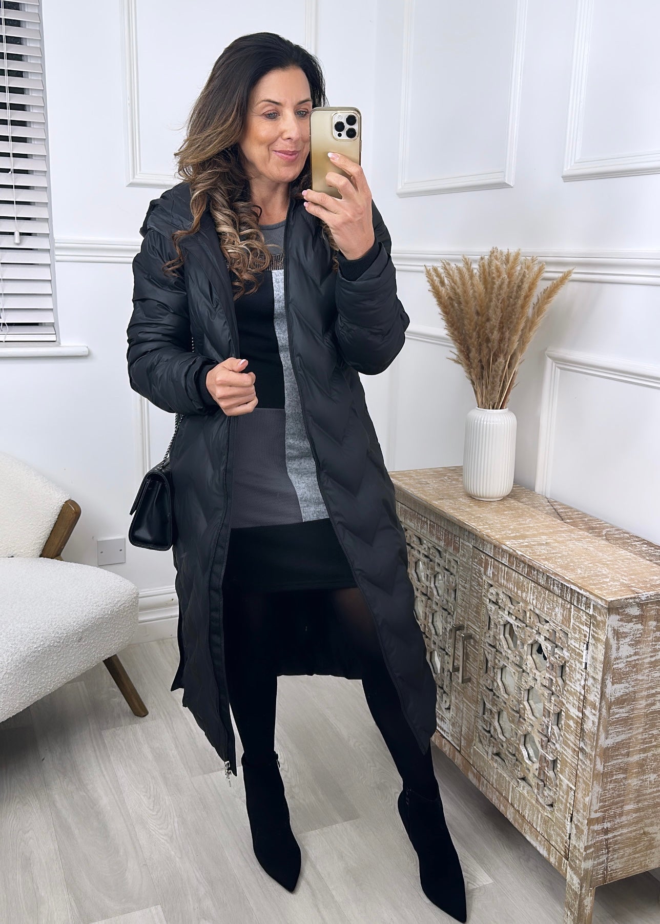 Neva Grey Sequin Detail Mini Dress