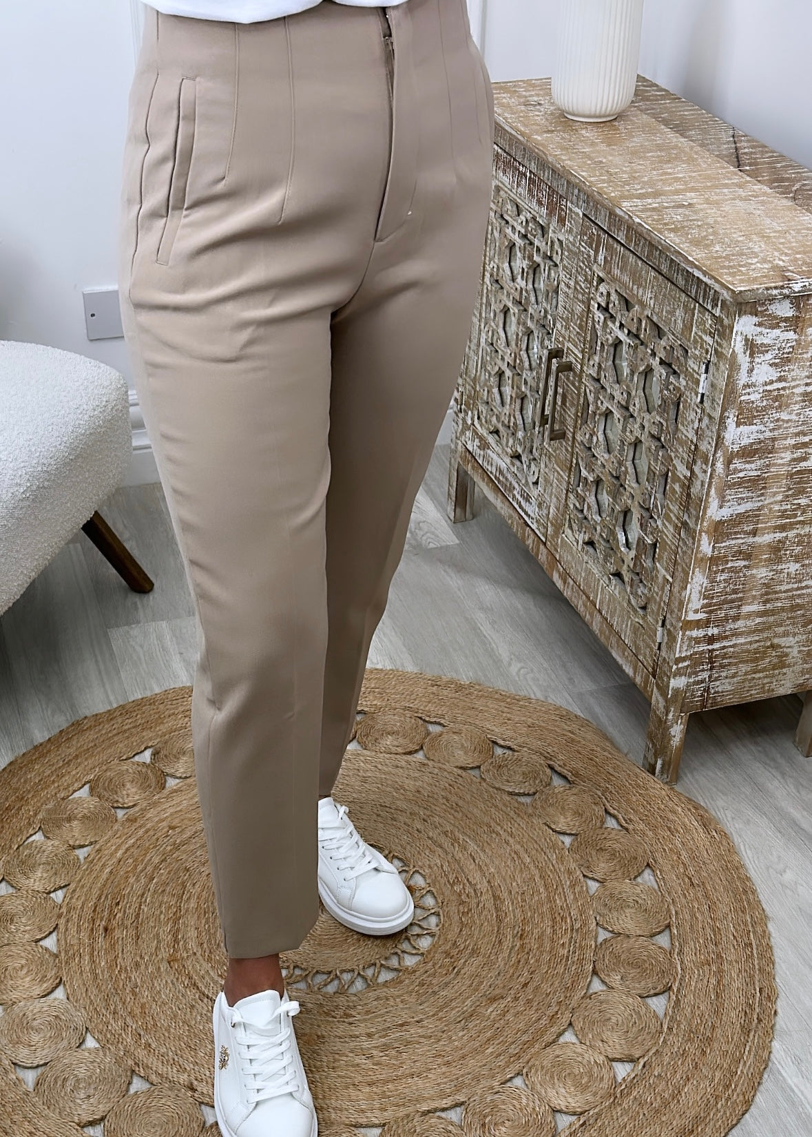 Jade Sand Tapered Leg Trousers