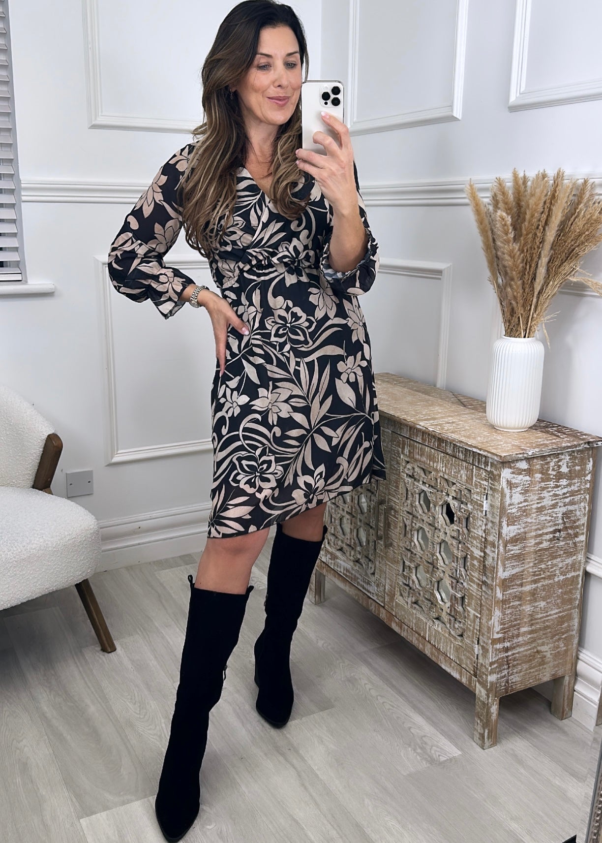 Aria Black Wrap Mini Dress