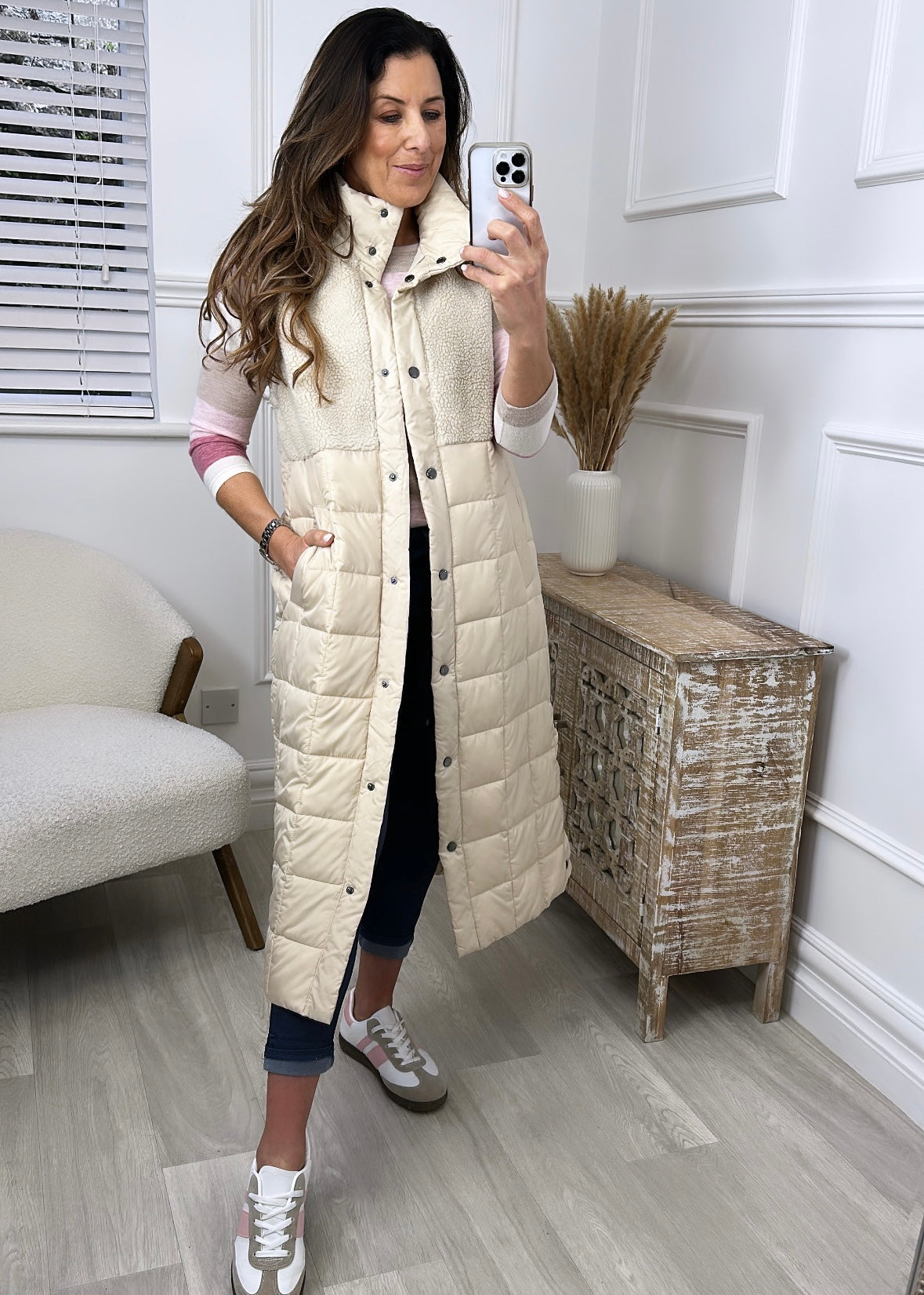 Molly Beige Teddy Quilted Gilet