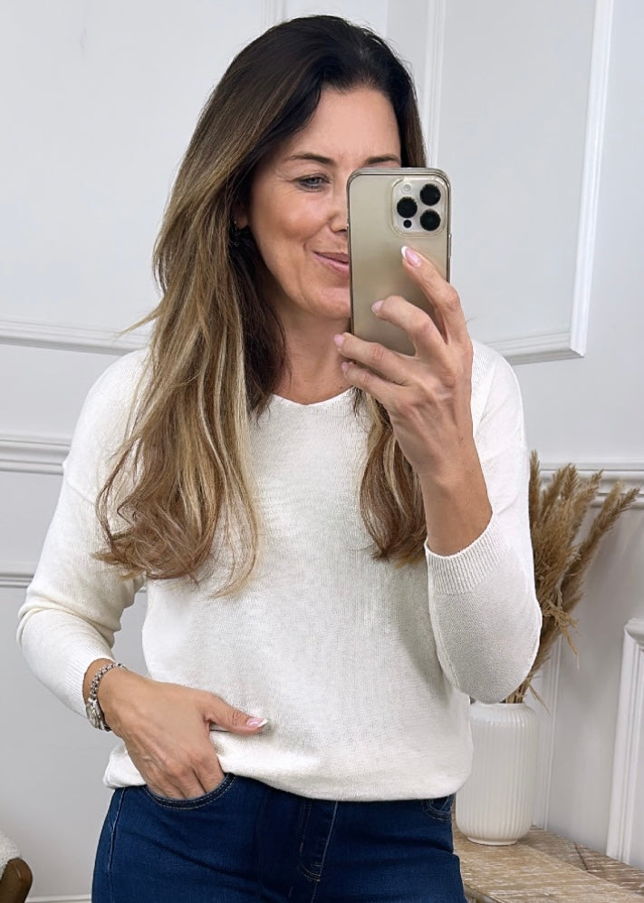 Anne Beige Cotton Blend Pullover