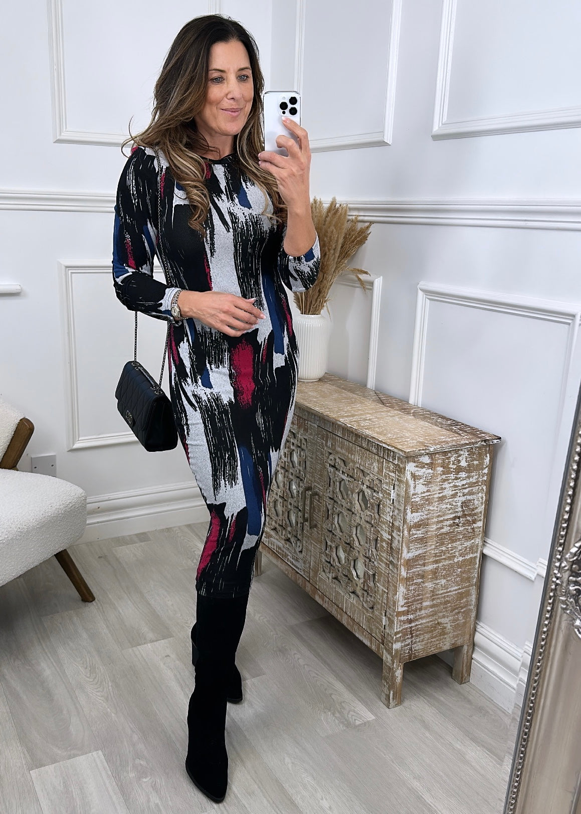 Missy Pink Brushstroke Bodycon Dress