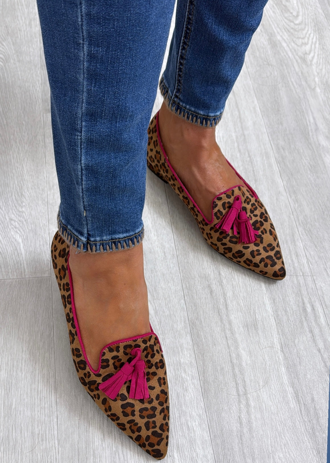 Mathea Fuchsia Trim Leopard Loafers