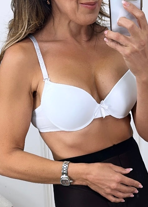 Bridget White Embellished Strap Bra