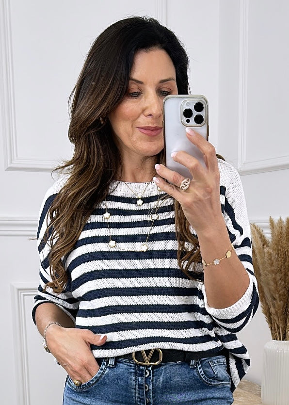 Laoise Navy Striped Pullover