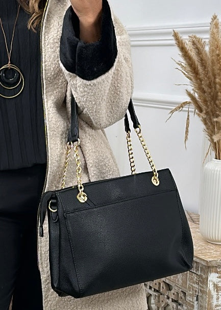 Venice Black Square Shoulder Bag