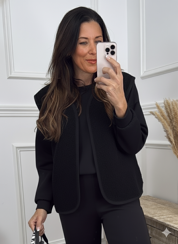 Eilis Black Piping Detail Vest