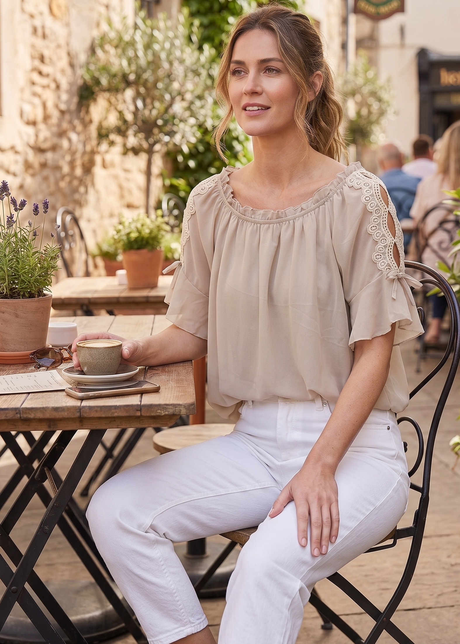 Eimear Cream Ruffle Neck Blouse