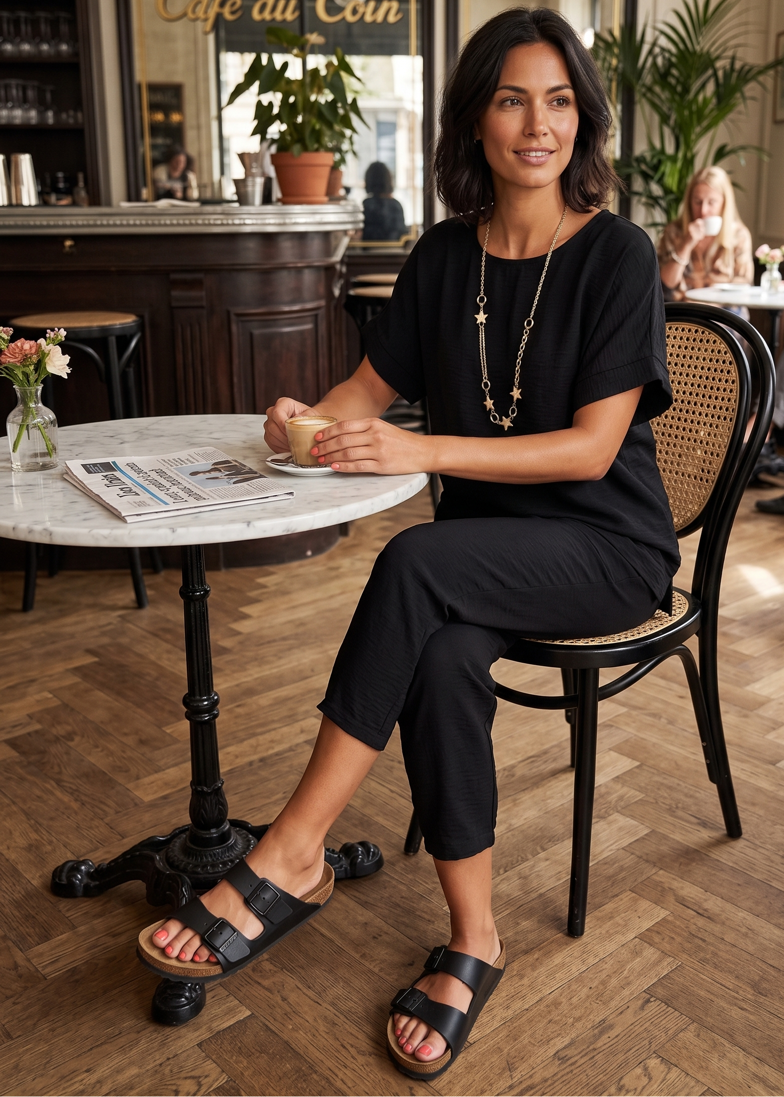 Portia Black Short Sleeve Set