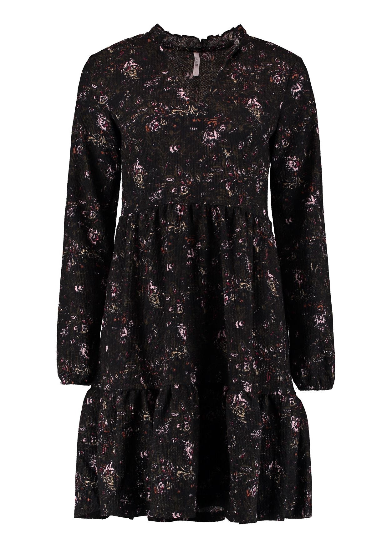 Alba Black Flower Smock Dress