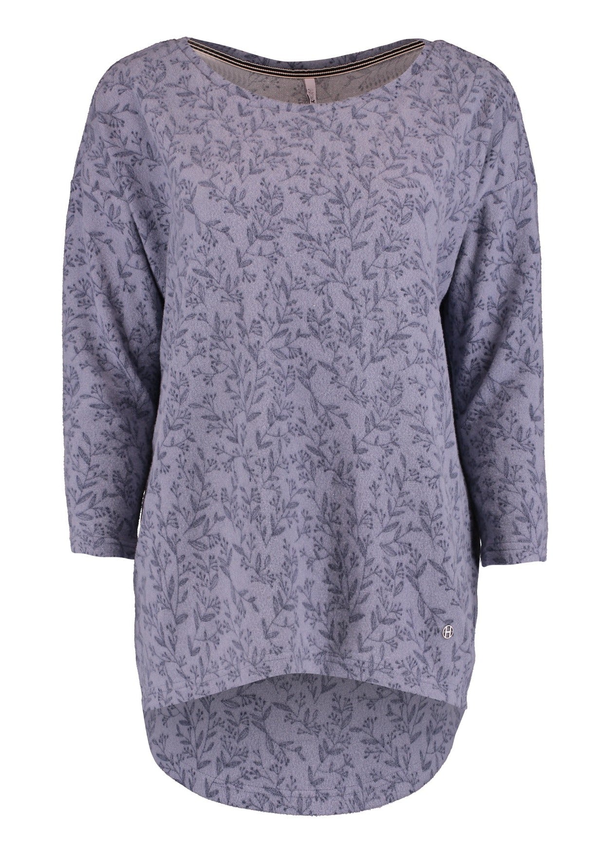 Mia Flower Print Stone Blue Top