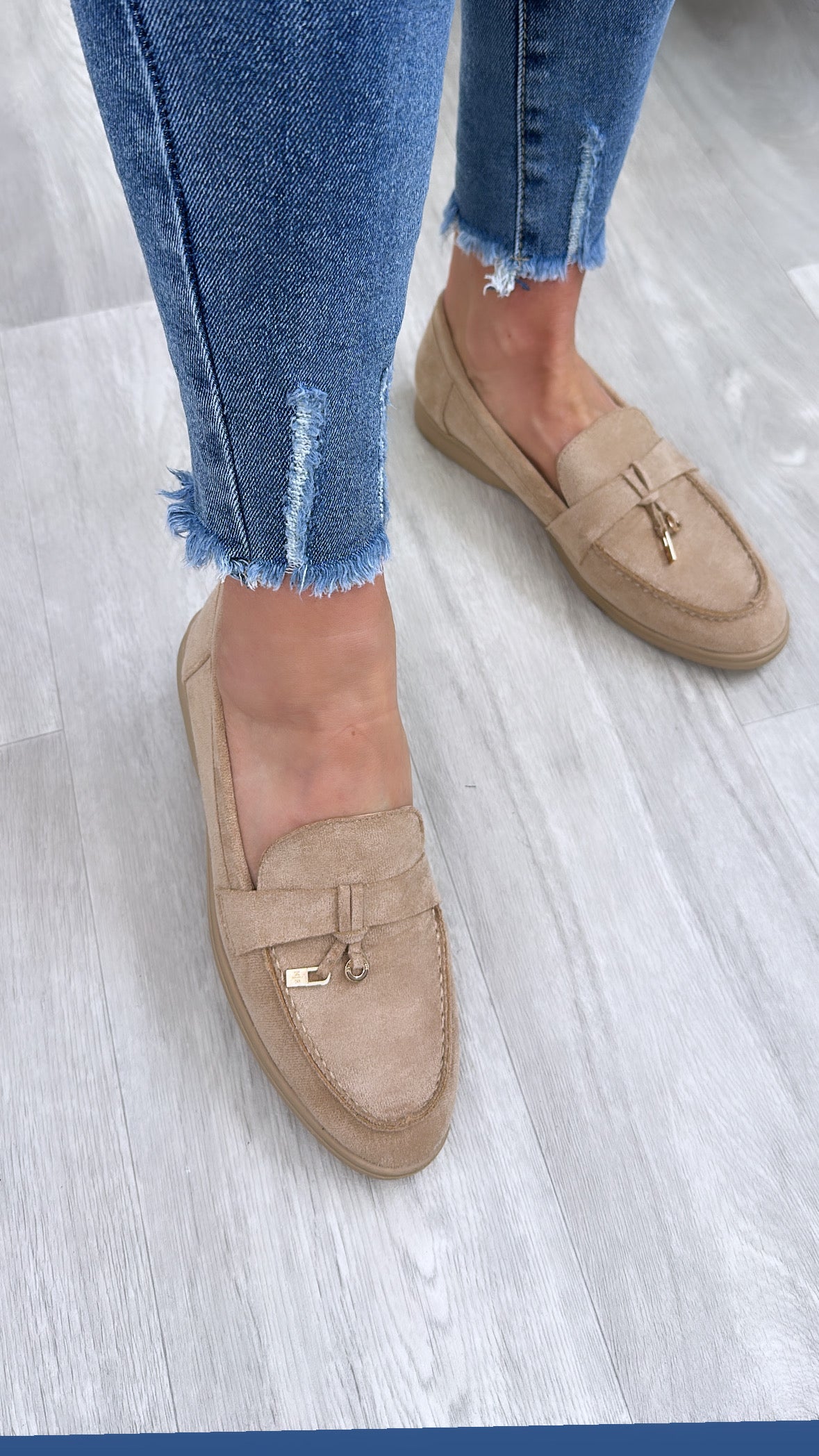 Cora Beige Suede Loafers
