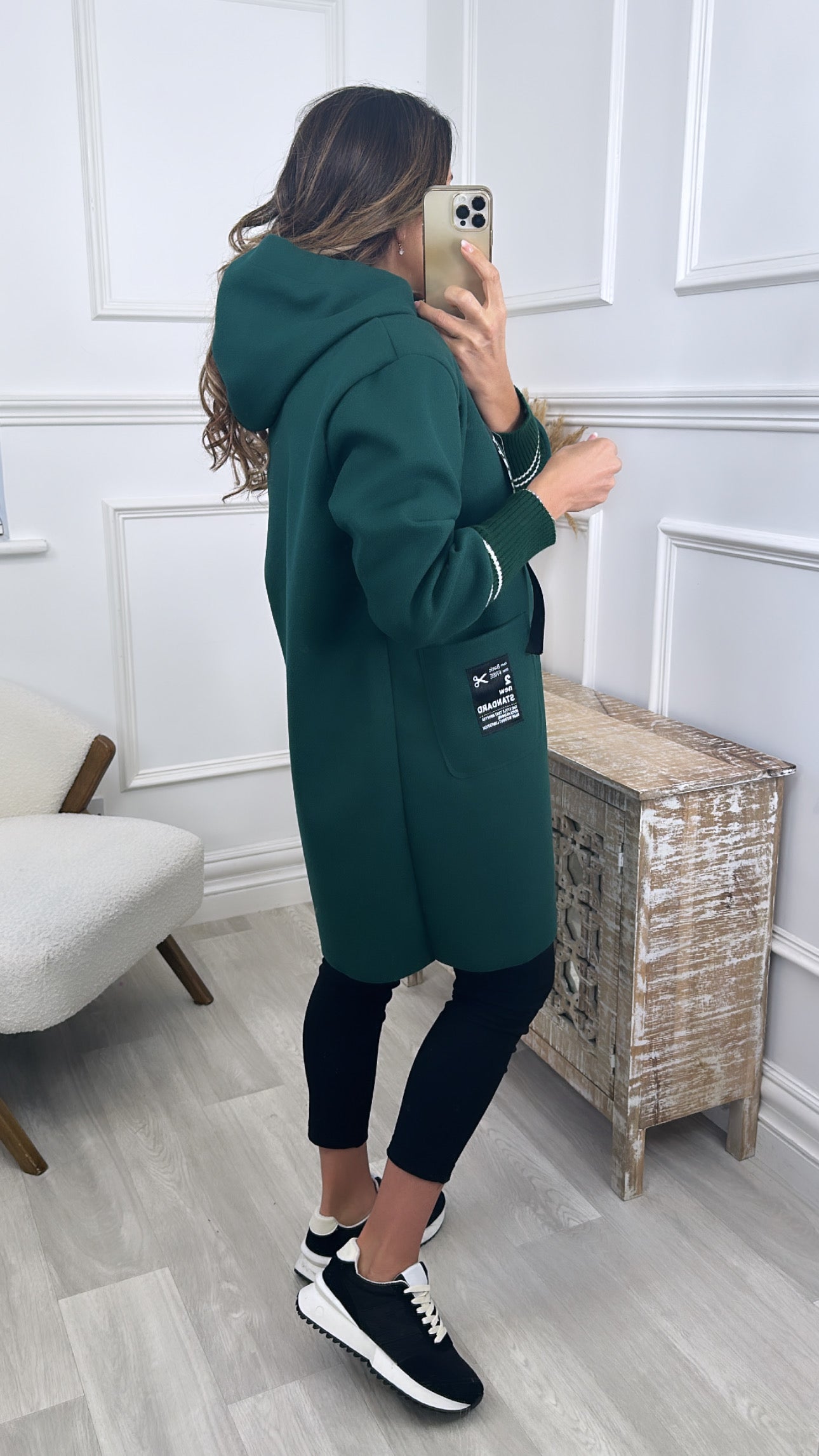 Enya Green Hooded Duster Jacket