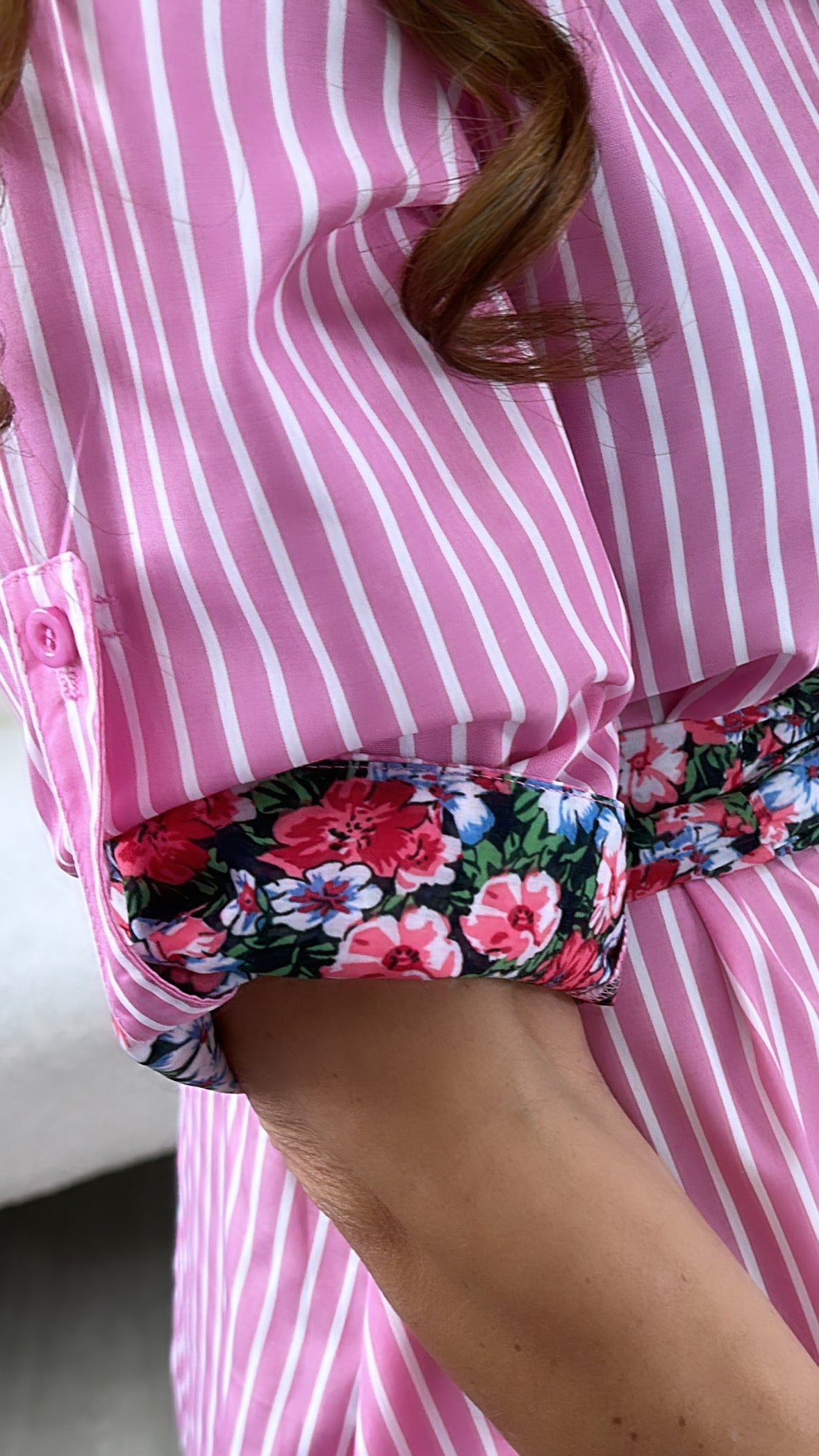Arista Pink Floral Detail Shirt Dress