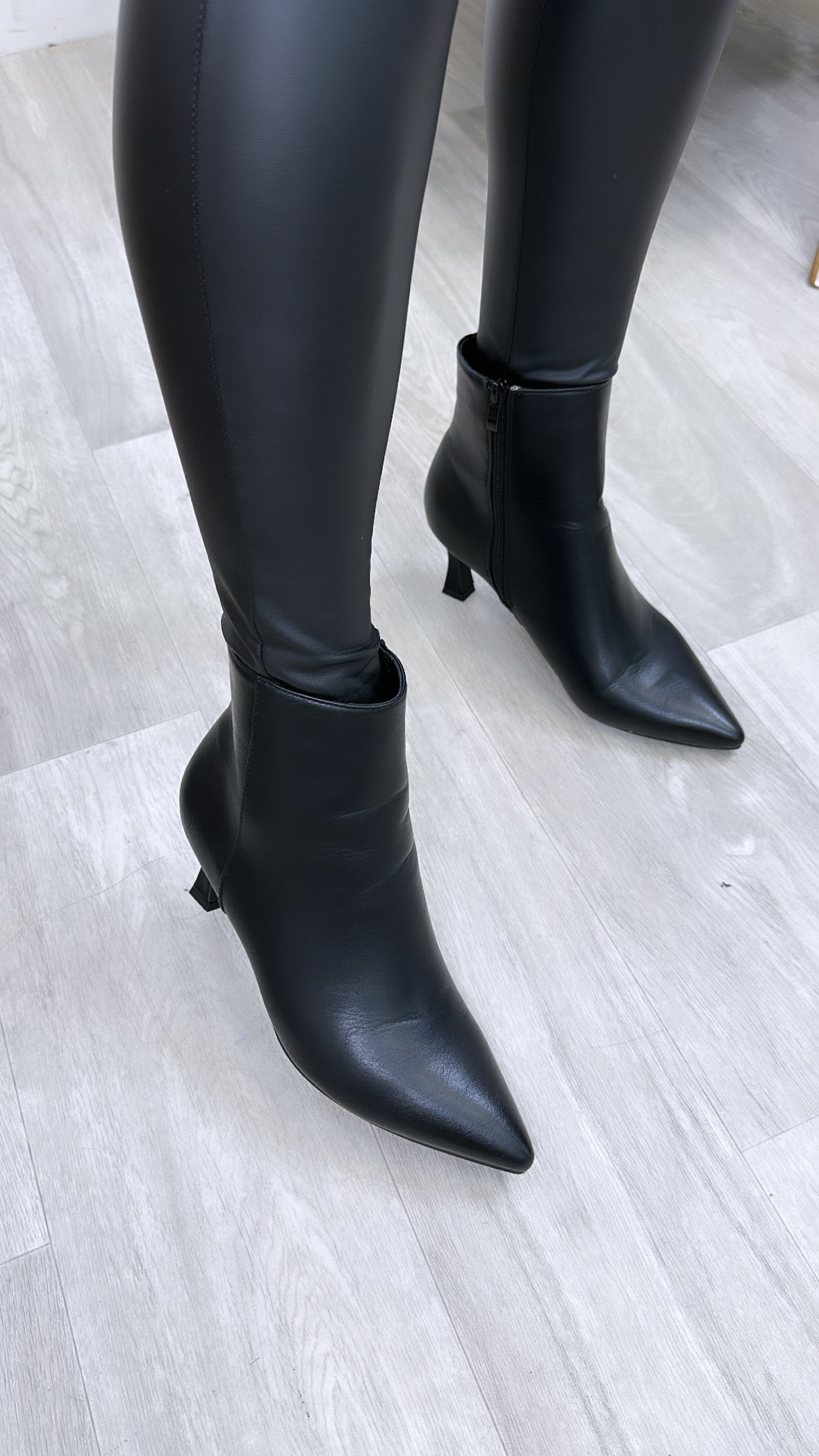 Lizzie Black Kitten Heel Ankle Boots